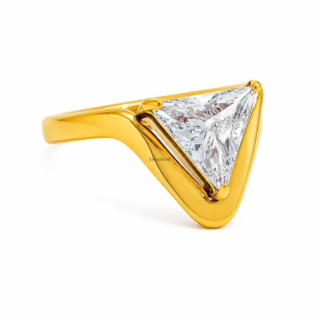 Demi-Fine 18K Gold Plated Trillion Cut CZ Solitaire Ring