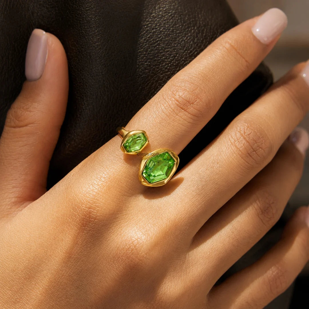 Green Zircon Open Ring