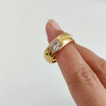 Demi-Fine 18K Gold Plated Wide Brilliant Cut Stone Band Ring