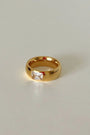 Wide Brilliant Cut Stone Band Ring – 18K Gold Plated | CARRYALLCO