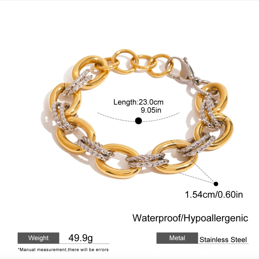 Demi-Fine Two-Tone Oval Link Chain – 18K Gold & Steel