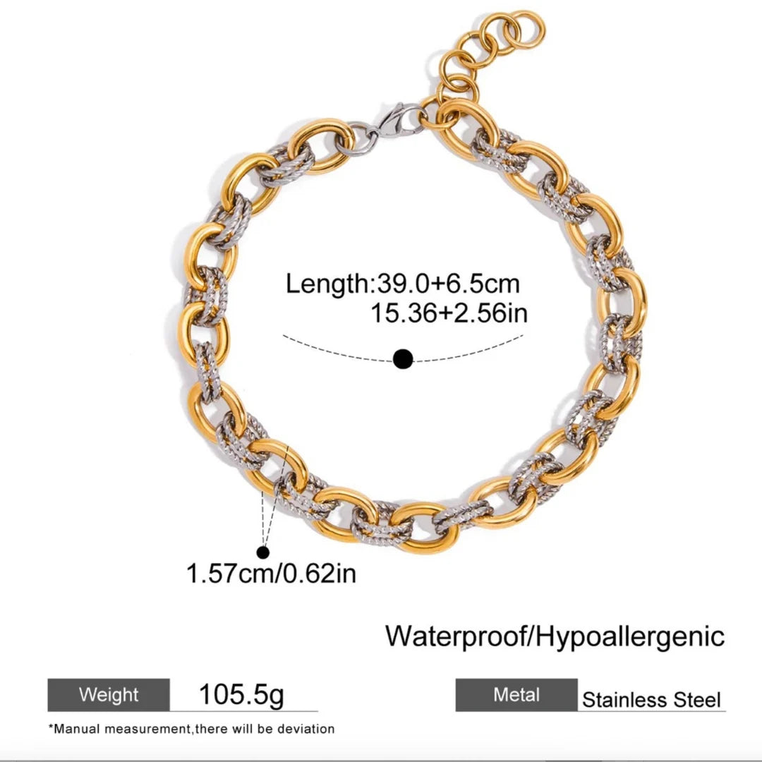 Demi-Fine Two-Tone Oval Link Chain – 18K Gold & Steel
