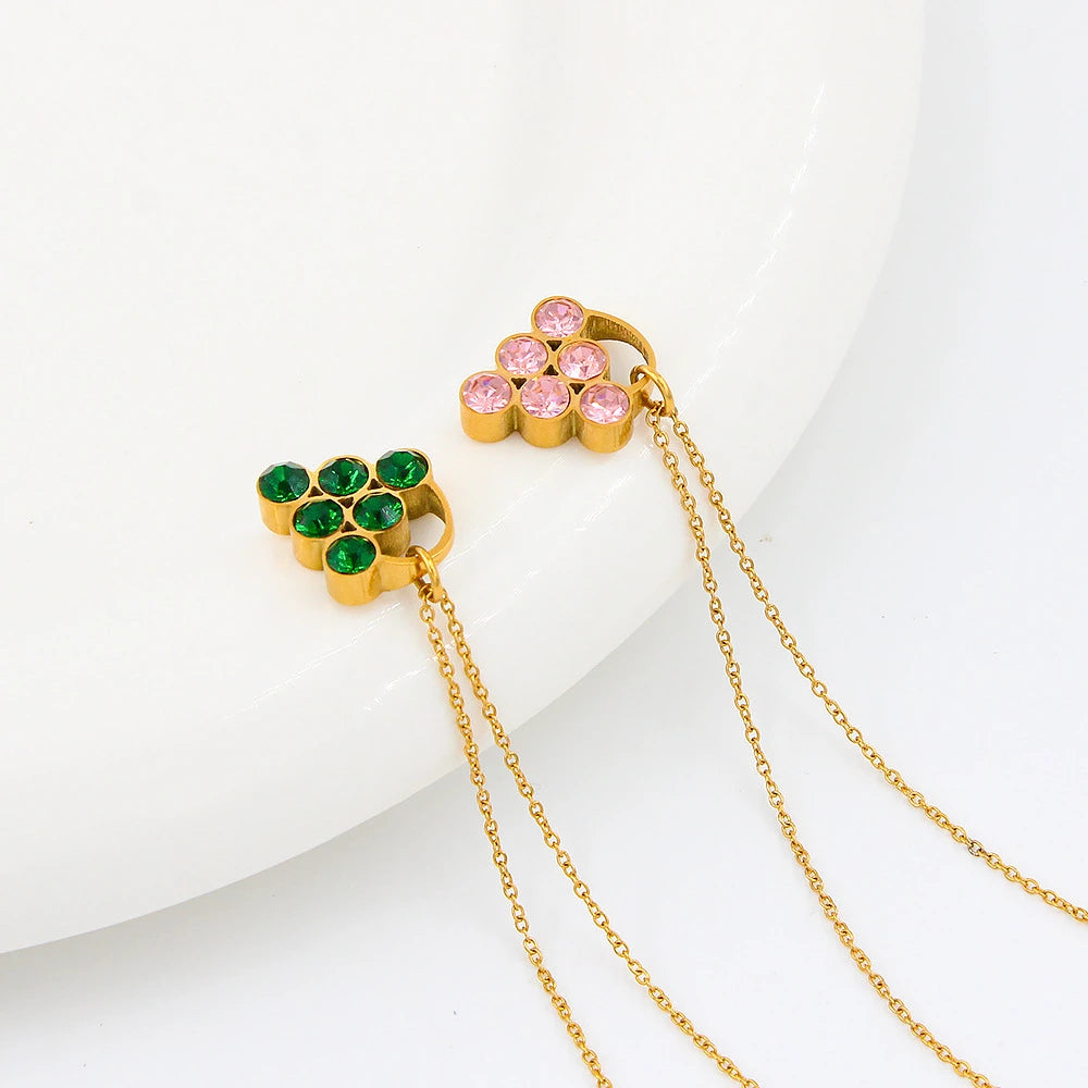 Demi Fine 18K Gold Plated Grape Pendant Necklace – Green / Pink