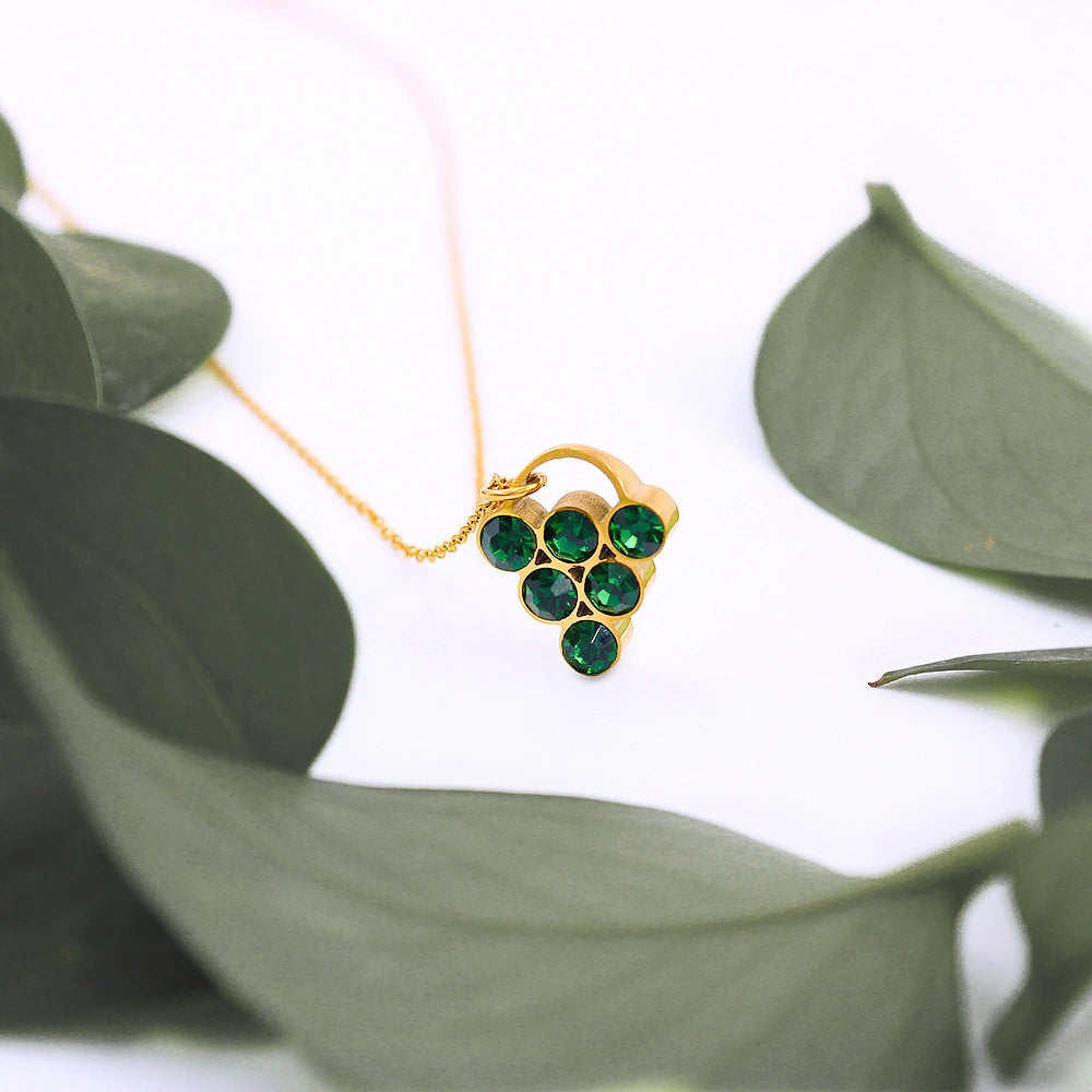 Demi Fine 18K Gold Plated Grape Pendant Necklace – Green / Pink