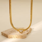 Demi Fine 18K Gold Plated Heart Cuban Chain Necklace