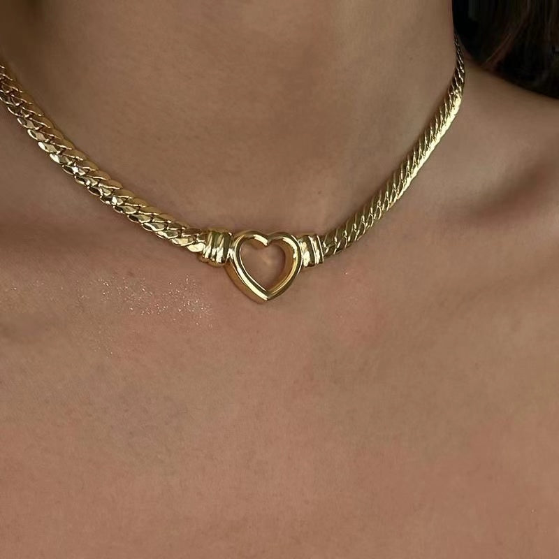 Demi Fine 18K Gold Plated Heart Cuban Chain Necklace