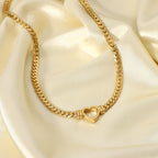 Demi Fine 18K Gold Plated Heart Cuban Chain Necklace