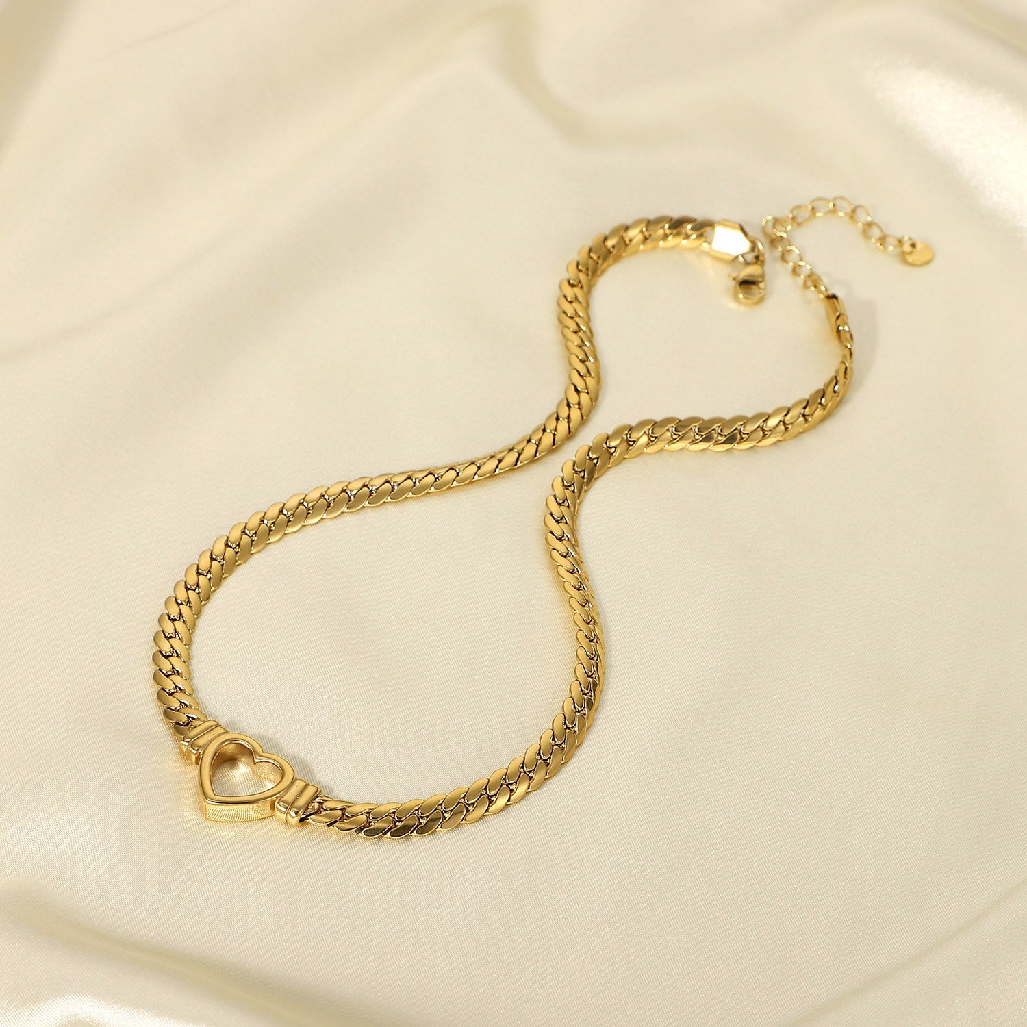 Demi Fine 18K Gold Plated Heart Cuban Chain Necklace