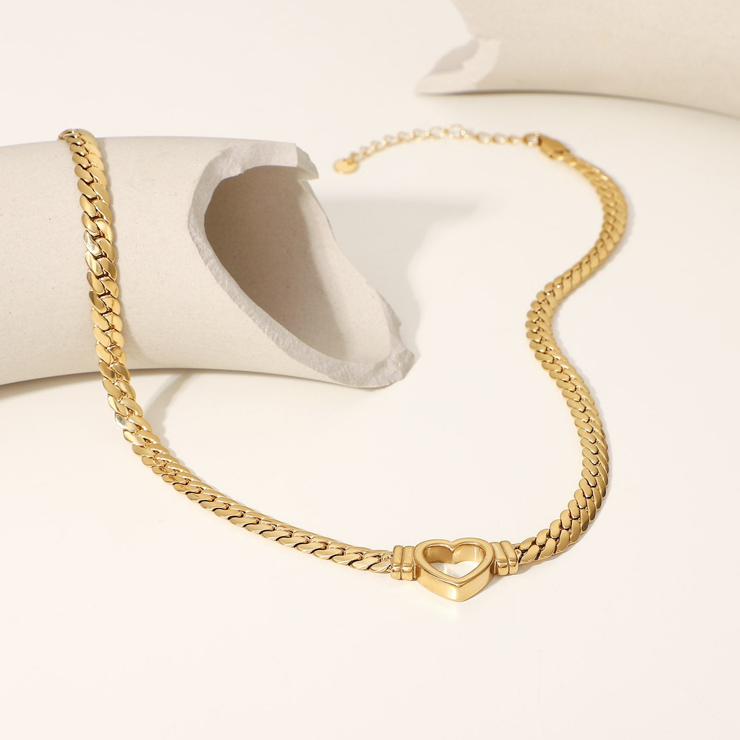 Demi Fine 18K Gold Plated Heart Cuban Chain Necklace