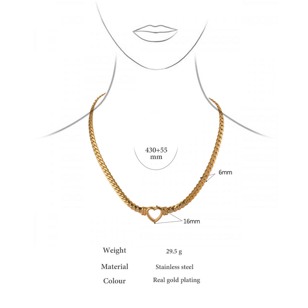 Demi Fine 18K Gold Plated Heart Cuban Chain Necklace