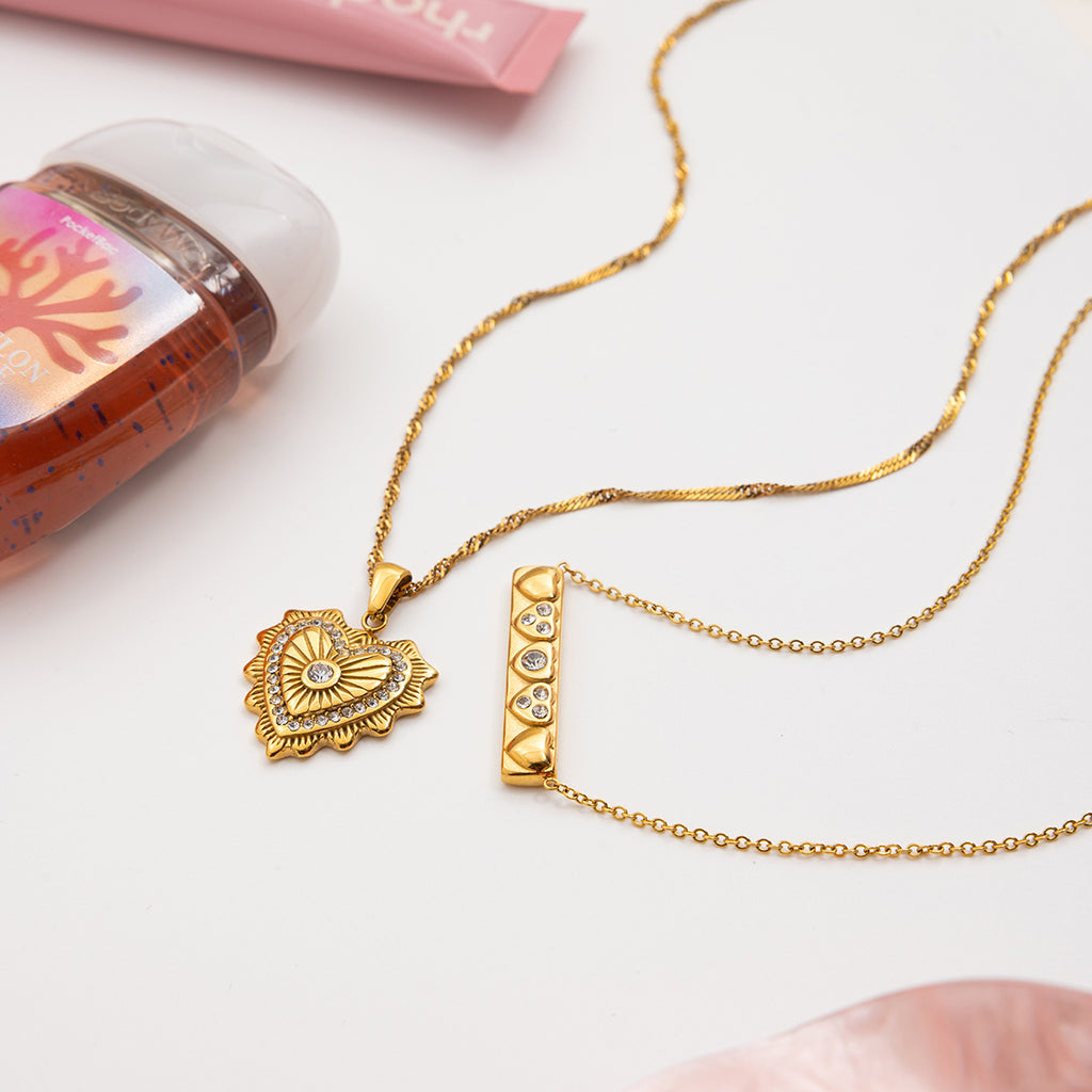 Demi Fine 18K Gold Plated White Zircon Heart Pendant Necklace
