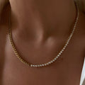 Demi Fine 18K Gold Tennis & Cuban Chain Bracelet Necklace Set