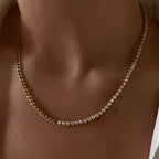 Demi Fine 18K Gold Tennis & Cuban Chain Bracelet Necklace Set