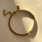 Demi Fine 18K Gold Tennis & Cuban Chain Bracelet Necklace Set