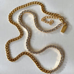 Demi Fine 18K Gold Tennis & Cuban Chain Bracelet Necklace Set