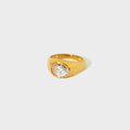 Demi Fine Elliptical Zircon 18K Gold Seal Ring