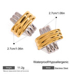 18K Gold-Plated Ribbed Minimalist Stud Earrings