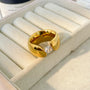 Wide Edge Zircon Band Ring – Worn View | 18K Gold Plated | Carryallco India