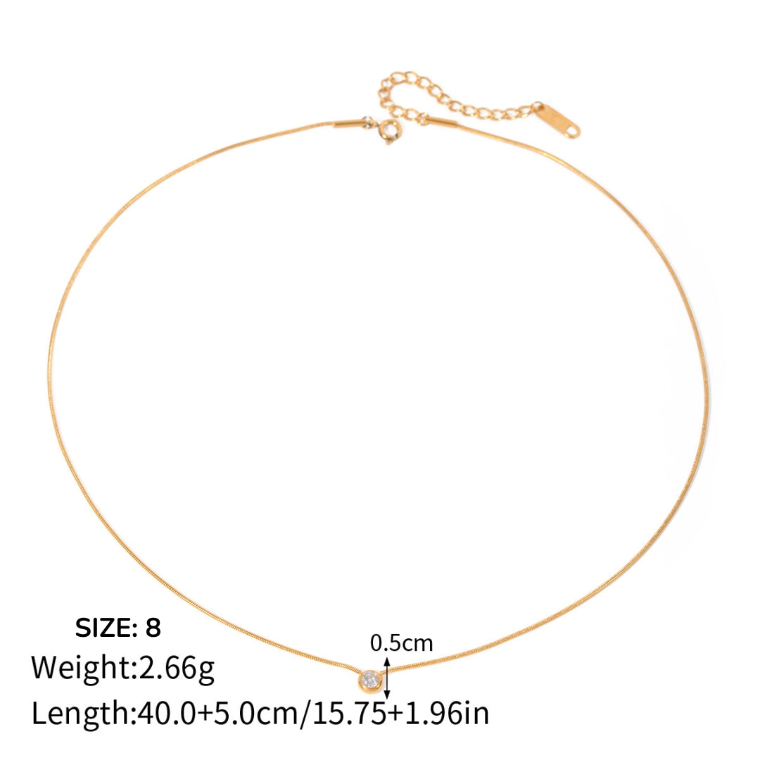Demi Fine Gold Snake Chain CZ Circle Pendant Necklace