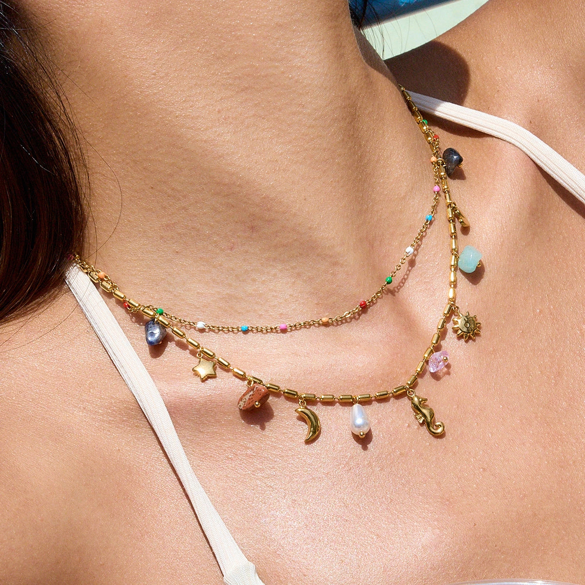 Demifine 18K Gold Plated Double Heart Pendant Necklace