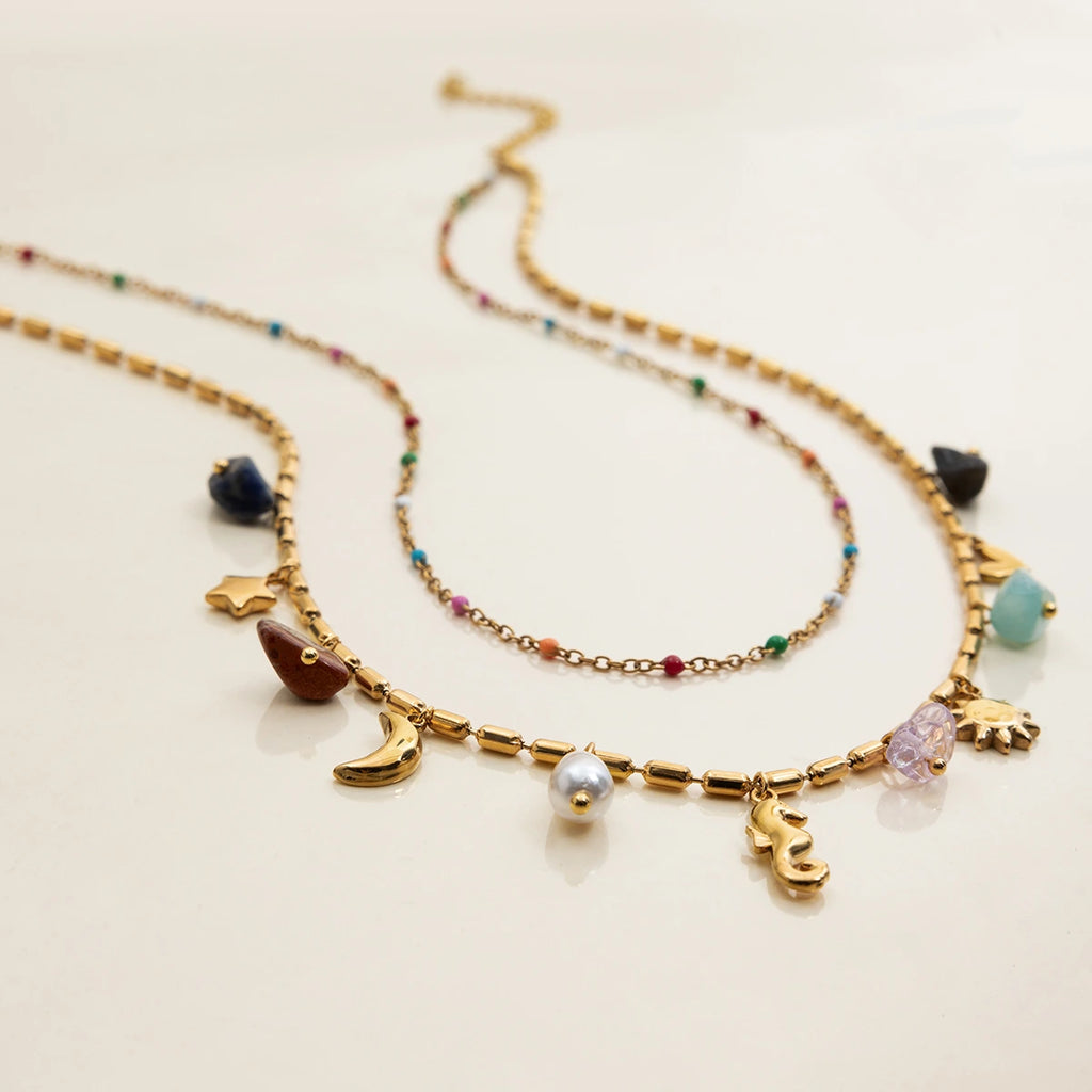Demifine 18K Gold Plated Double Heart Pendant Necklace