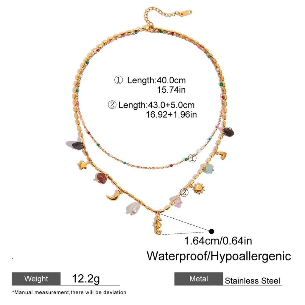 Demifine 18K Gold Plated Double Heart Pendant Necklace
