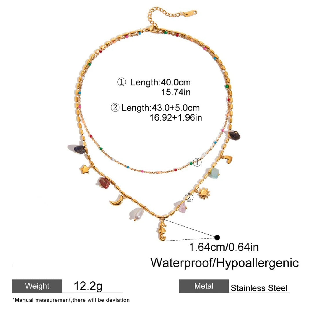 Demifine 18K Gold Plated Double Heart Pendant Necklace