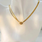 Demifine 18K Gold Plated Double Layer Snake Chain Pendant Necklace