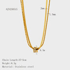 Demifine 18K Gold Plated Double Layer Snake Chain Pendant Necklace