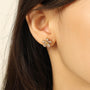 Flower Zircon Threader Earrings – Worn View | 18K Gold Plated | Carryallco India