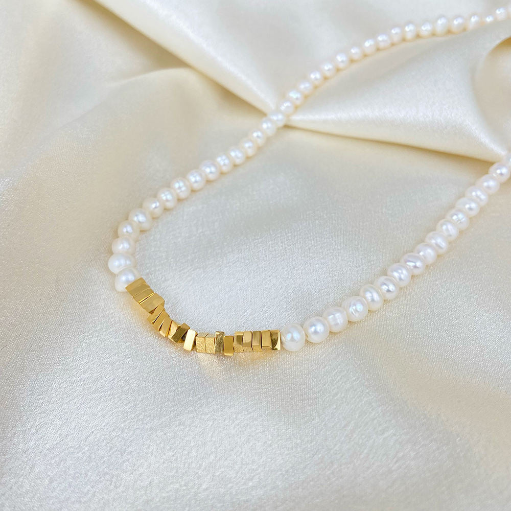 Demifine 18K Gold Plated Freshwater Pearl Beaded Necklace