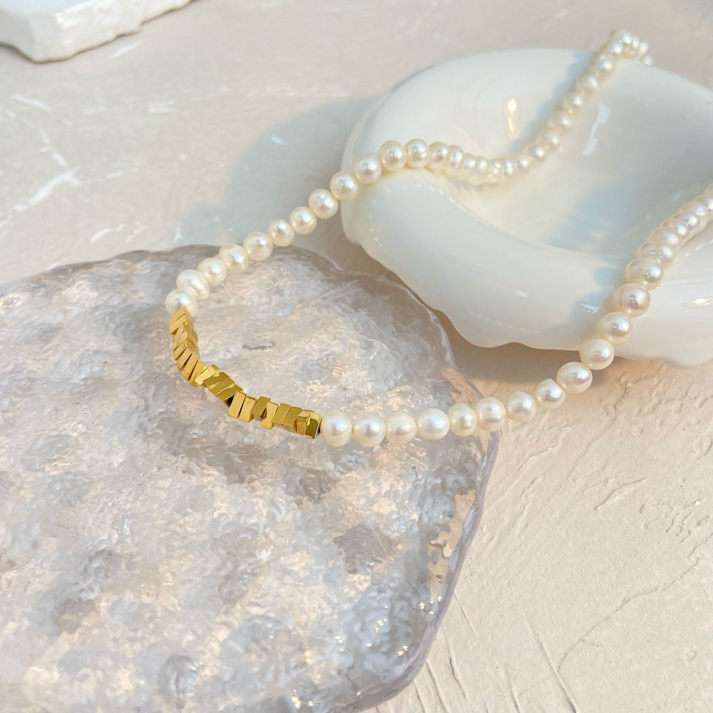 Demifine 18K Gold Plated Freshwater Pearl Beaded Necklace
