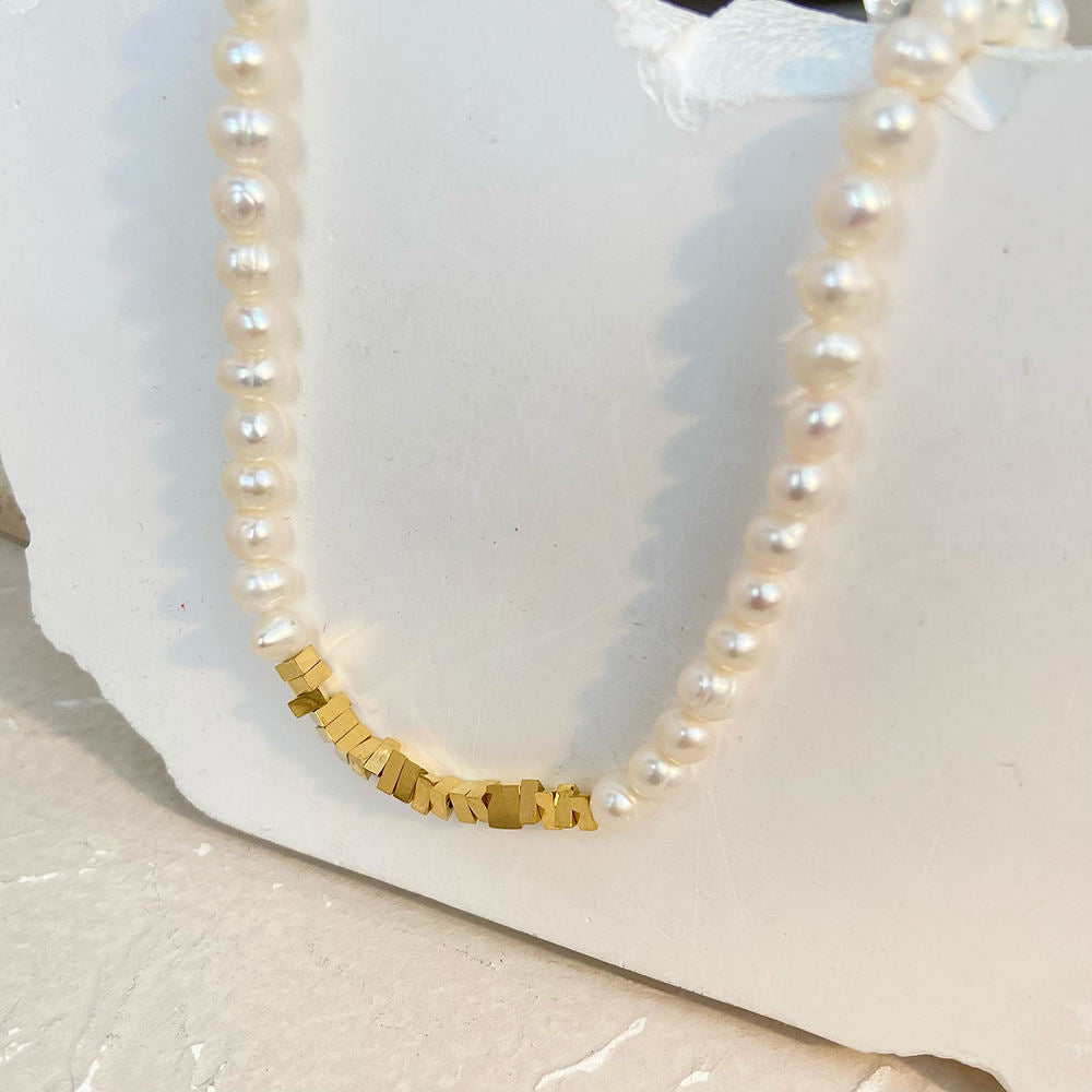 Demifine 18K Gold Plated Freshwater Pearl Beaded Necklace