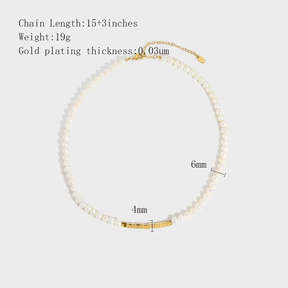 Demifine 18K Gold Plated Freshwater Pearl Beaded Necklace