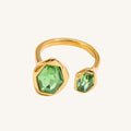 Demifine 18K Gold Plated Green Zircon Open Ring