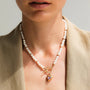 Pearl Heart Necklace Pink Stone – Lifestyle View | 18K Gold Plated | Carryallco India