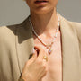 Pearl Heart Necklace Pink Stone – Styled View | 18K Gold Plated | Carryallco India