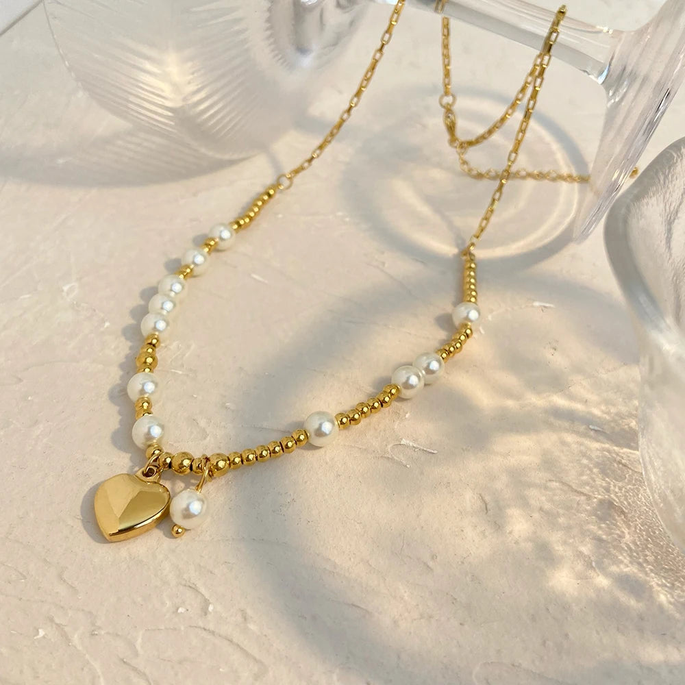 Pearl Heart Pendant Necklace