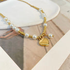 Demifine 18K Gold Plated Pearl Heart Pendant Necklace