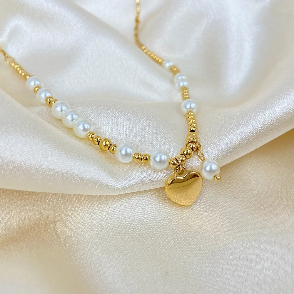 Pearl Heart Pendant Necklace