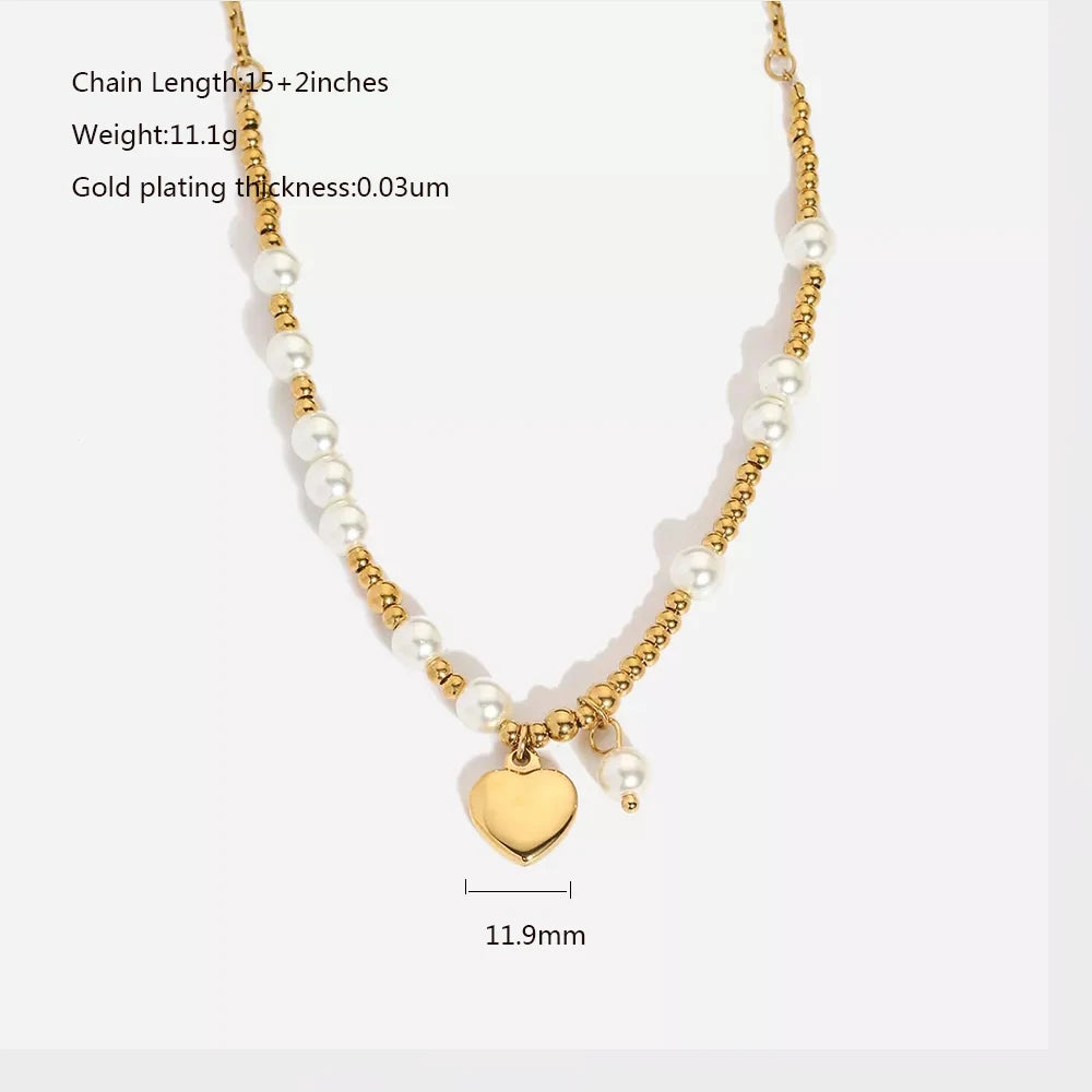 Demifine 18K Gold Plated Pearl Heart Pendant Necklace