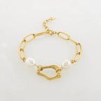 Demifine 18K Gold Plated Pearl Link Bracelet