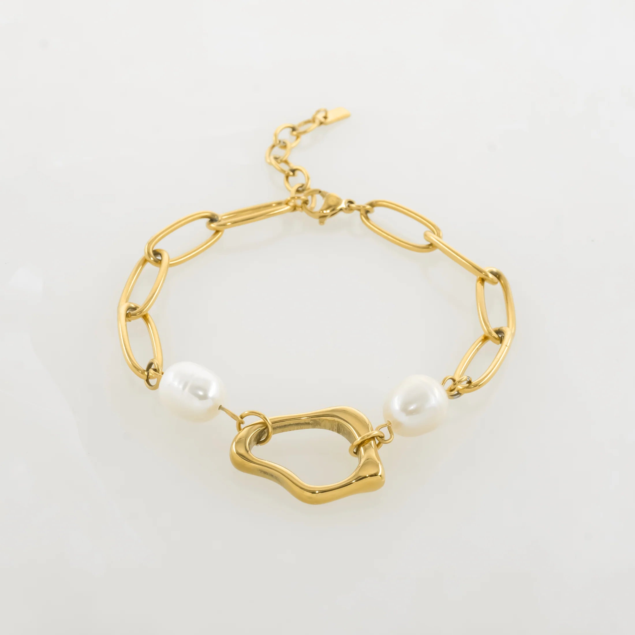 Demifine 18K Gold Plated Pearl Link Bracelet
