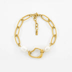 Demifine 18K Gold Plated Pearl Link Bracelet