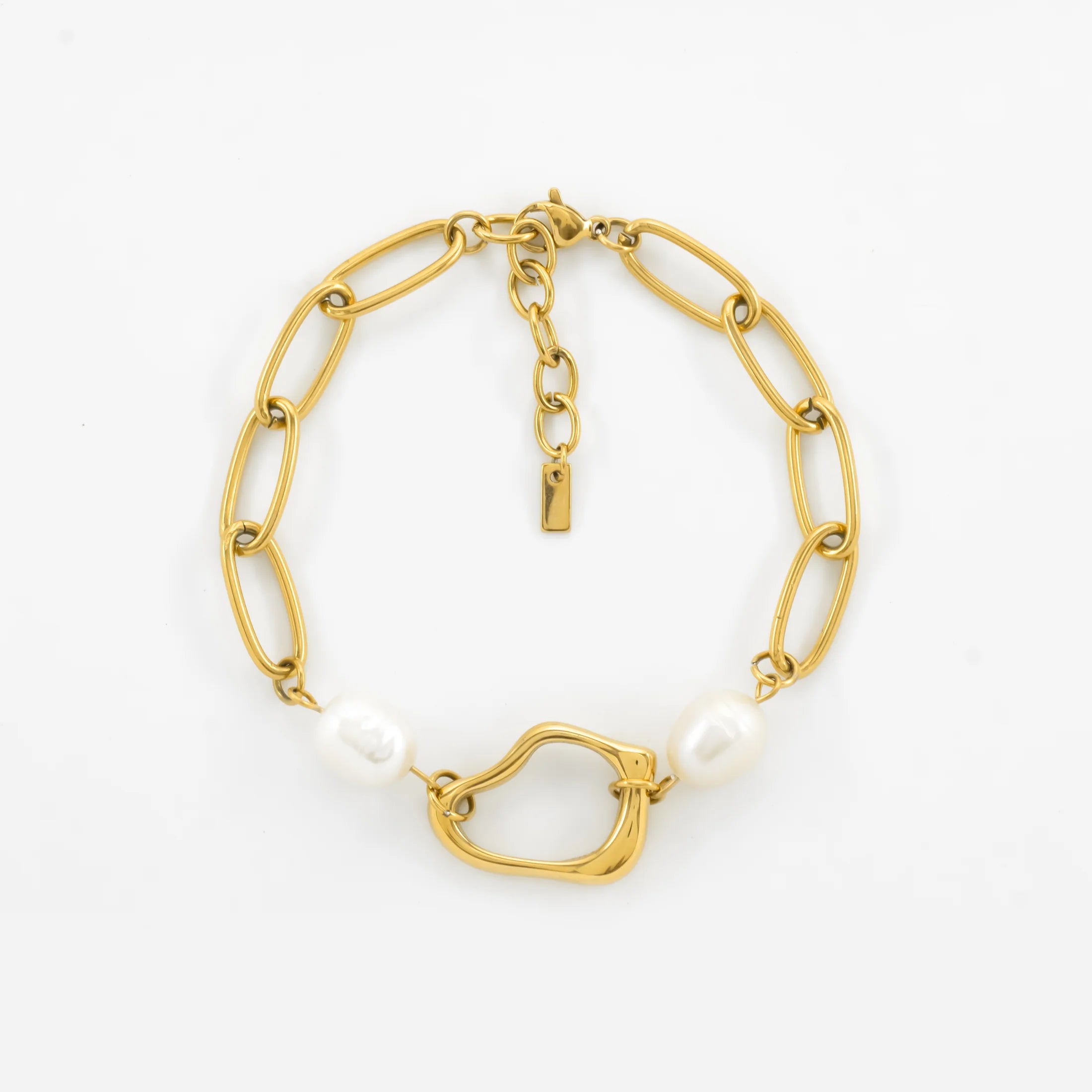 Demifine 18K Gold Plated Pearl Link Bracelet