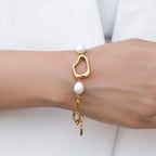 Demifine 18K Gold Plated Pearl Link Bracelet