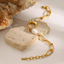 Pearl Link Bracelet – Side View | 18K Gold Plated | Carryallco India