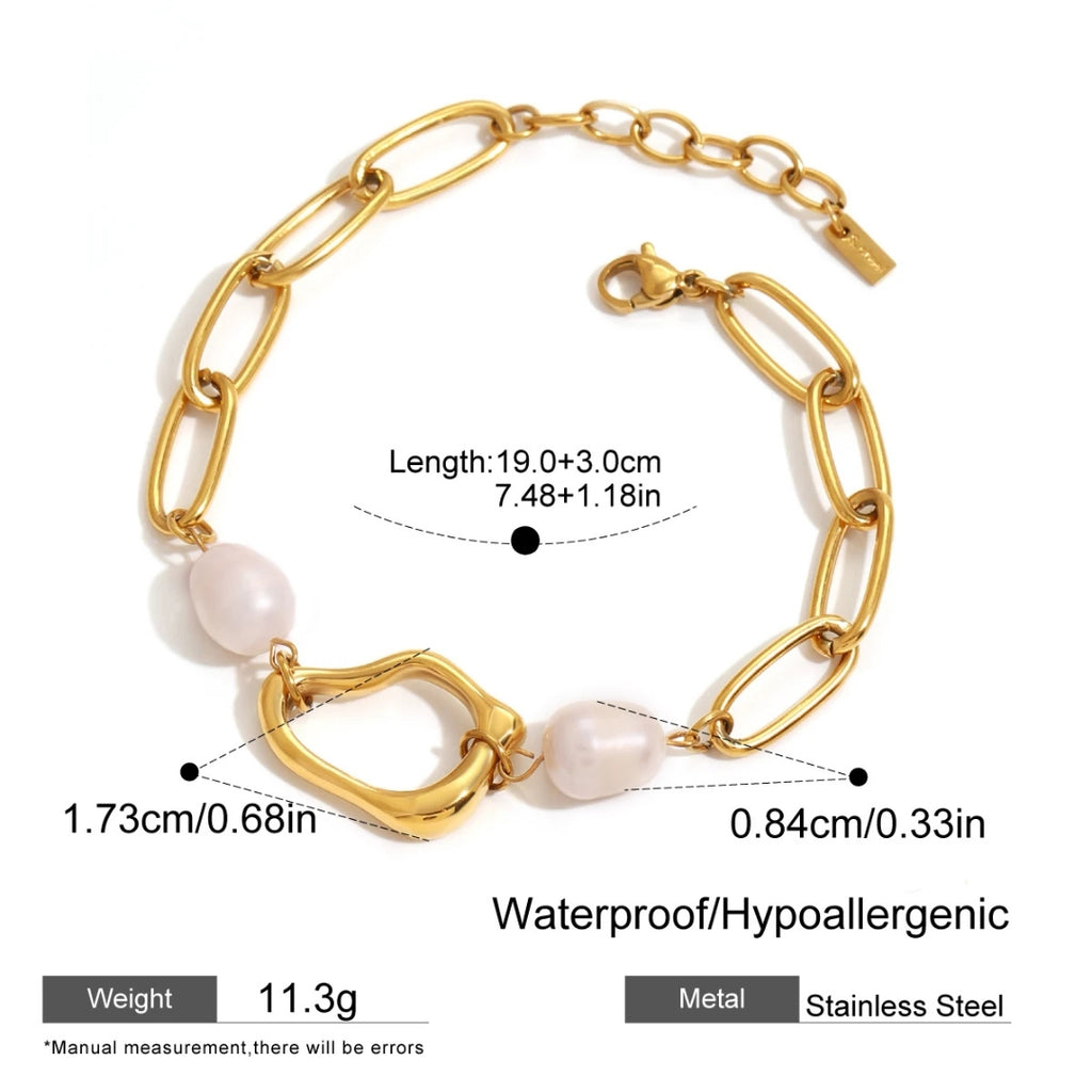 Demifine 18K Gold Plated Pearl Link Bracelet