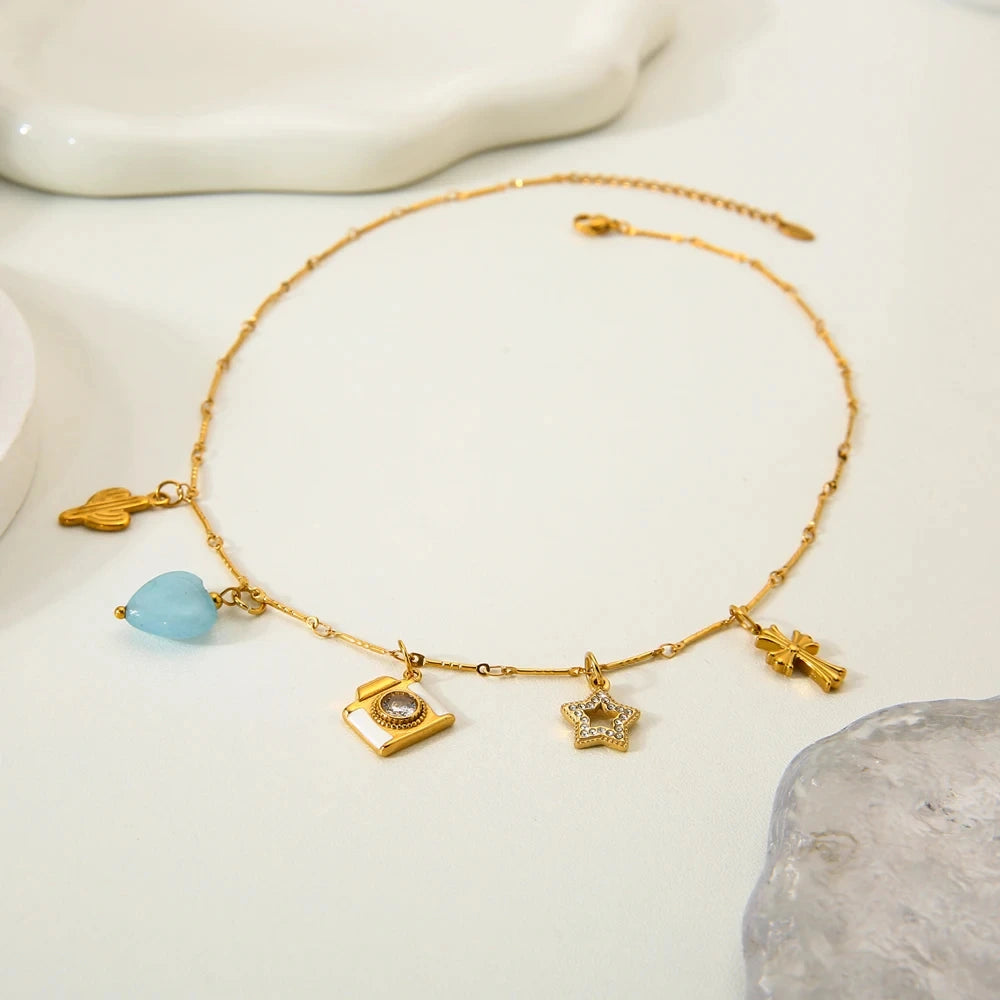 Demifine 18K Gold Plated Summer Charm Pendant Necklace