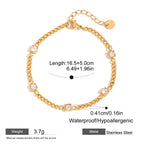 Demifine 18K Gold Plated White Stone Chain Bracelet